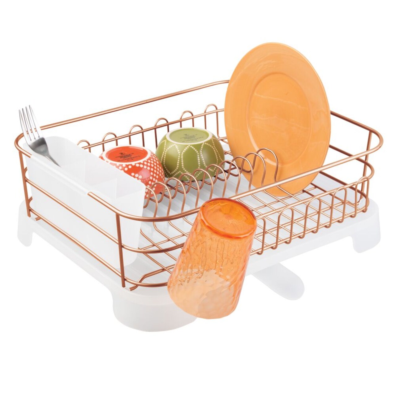 mDesign Large Kitchen Counter Dish Drying Rack with Swivel Spout